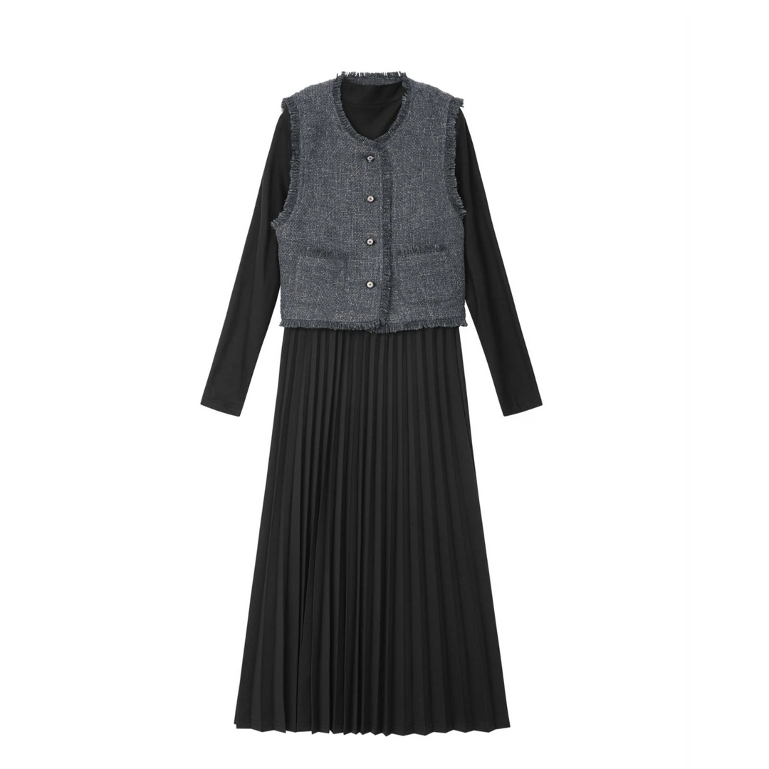 片断2025年冬季新款连衣裙马甲套装P4B340078G00