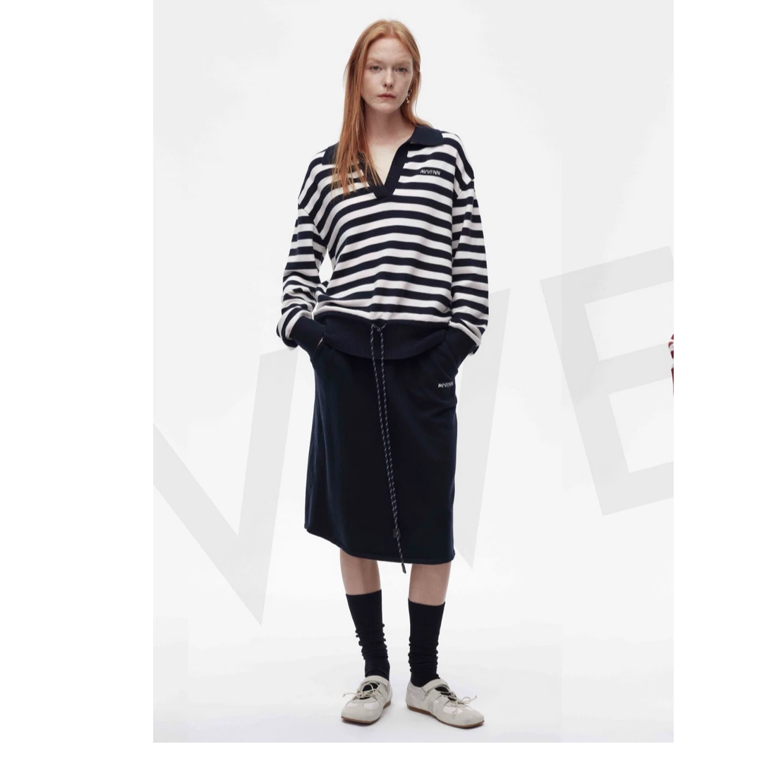 avvenn2025春季新品针织条纹套装