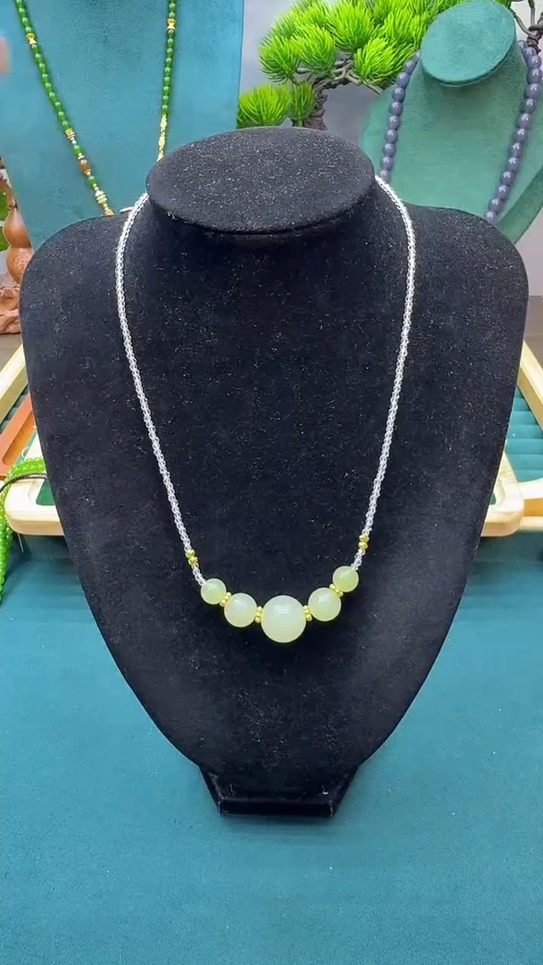 和田玉14K金镶嵌颈饰X116