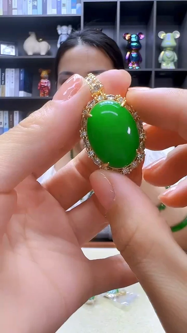 翡翠14K金镶嵌颈饰丹丹diy劲饰