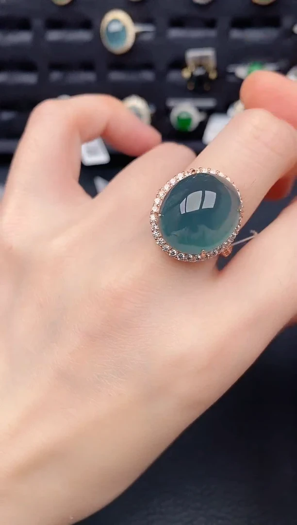 银S925镶嵌戒指翡翠天然a货翡翠304