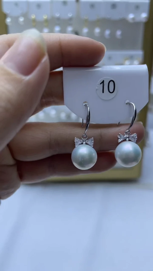 银S925镶嵌耳饰淡水珍珠10