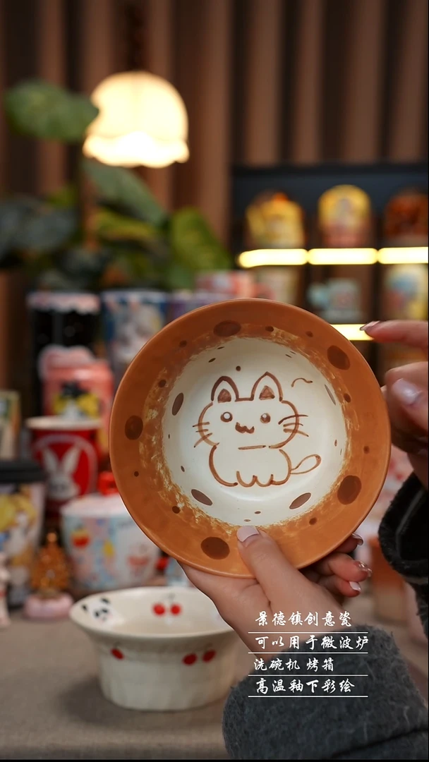面包小猫景德镇陶瓷手工手绘创意瓷202