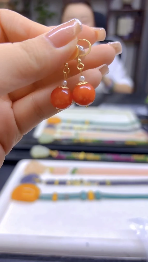 翡翠14K金镶嵌耳饰DIY款E827