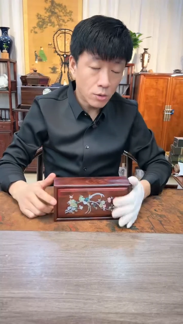 【闪购商品】红酸枝木类成套家具大红酸枝嵌螺钿前程似锦22