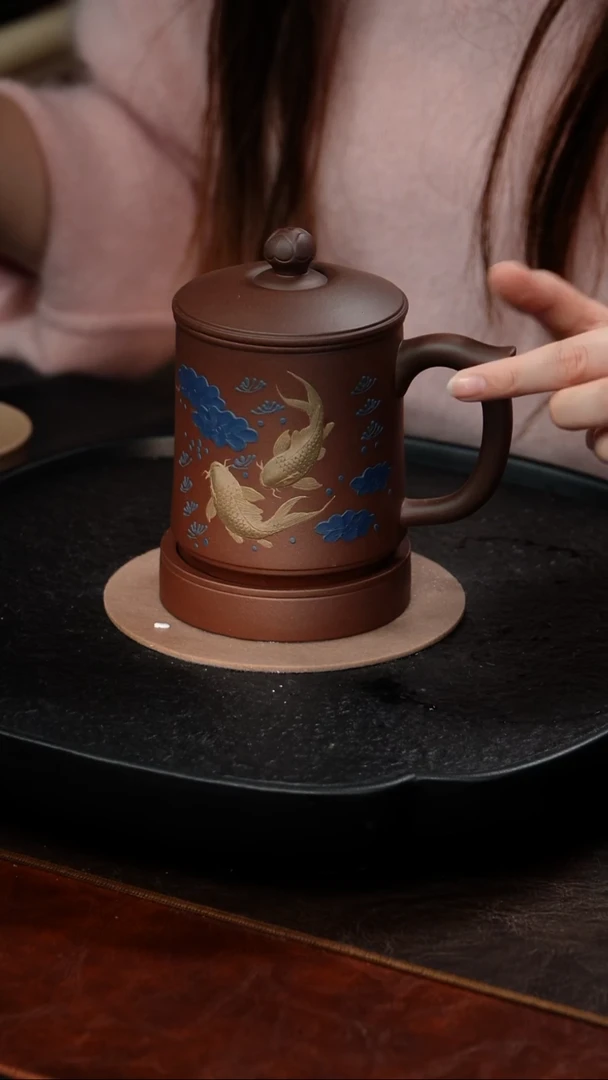 茶壶紫砂盖杯14 紫泥 300毫升