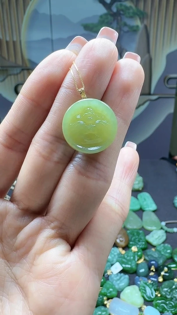 【闪购商品】和田玉吊坠(不含链)18K金镶嵌1