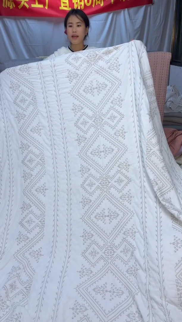 棉纯棉白色金丝罗线格230*250