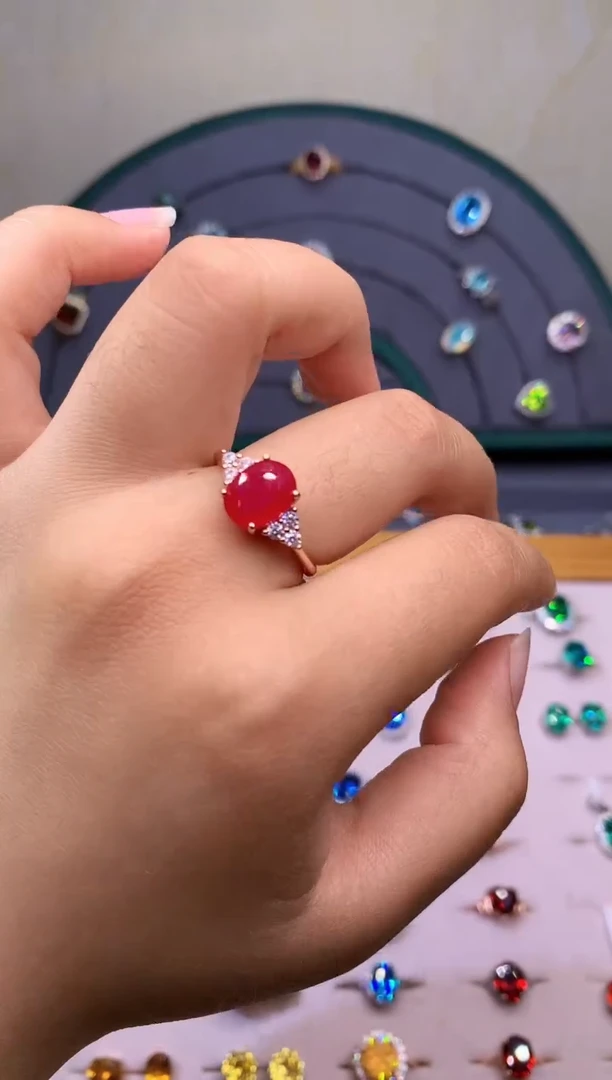 红宝石戒指银S925镶嵌645312