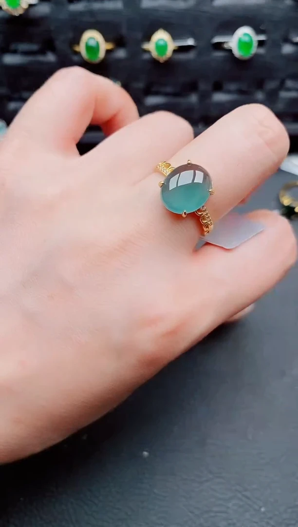 翡翠戒指银S925镶嵌天然a货翡翠208