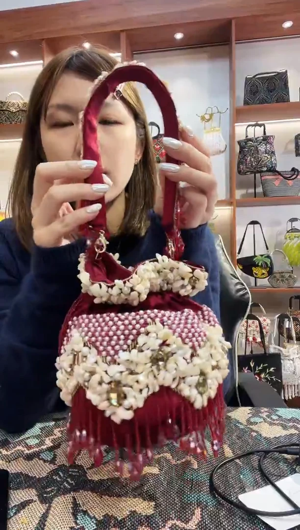 织物34号手工珠珠包包腋下斜跨包手拿包手提晚宴包