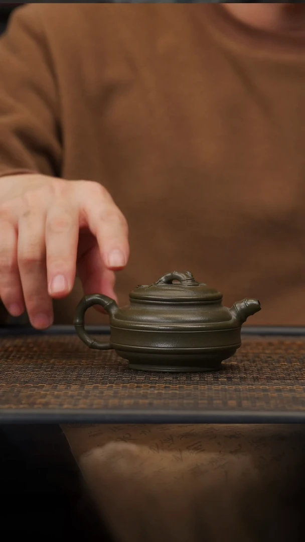 【闪购商品】紫砂茶壶46空山造器TZP 双线竹鼓/碧玉砂