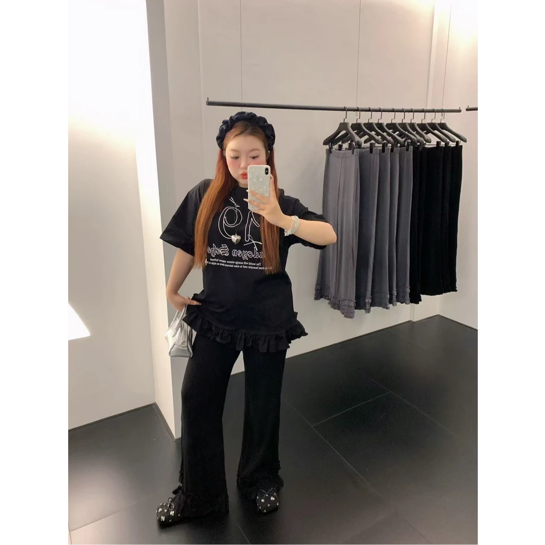 慧芝huizhi 2990数字19荷叶边芭蕾风T恤