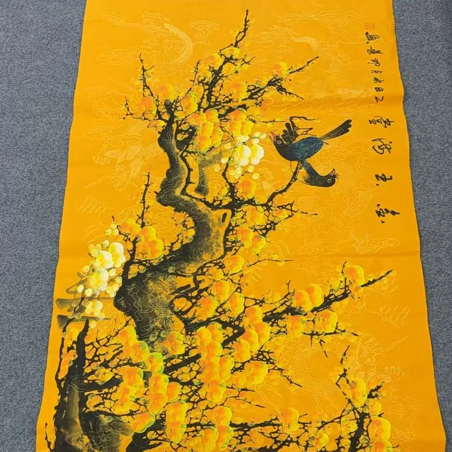 国画绘画作品链接，水墨作品宣纸未装裱国画作品（龙纹梅花）