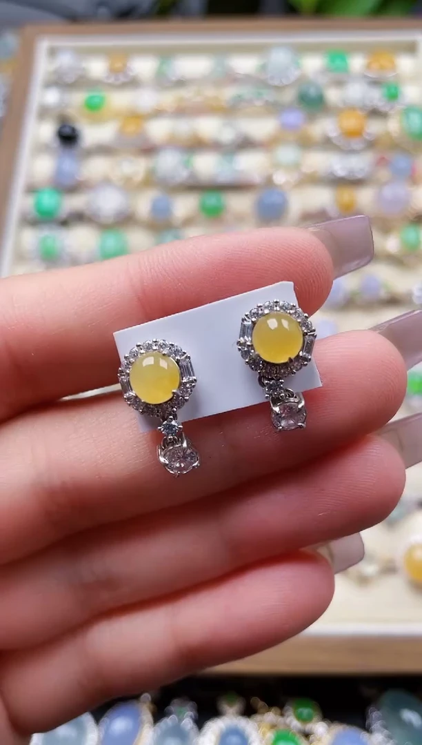 银S925镶嵌翡翠耳饰50