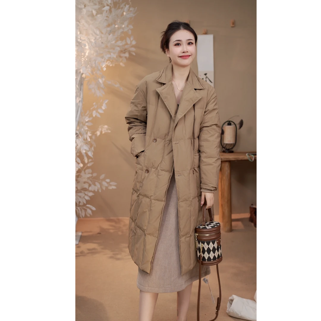 孤5656   休闲大口袋西装领棉服24冬季时尚中长款加厚棉服外套