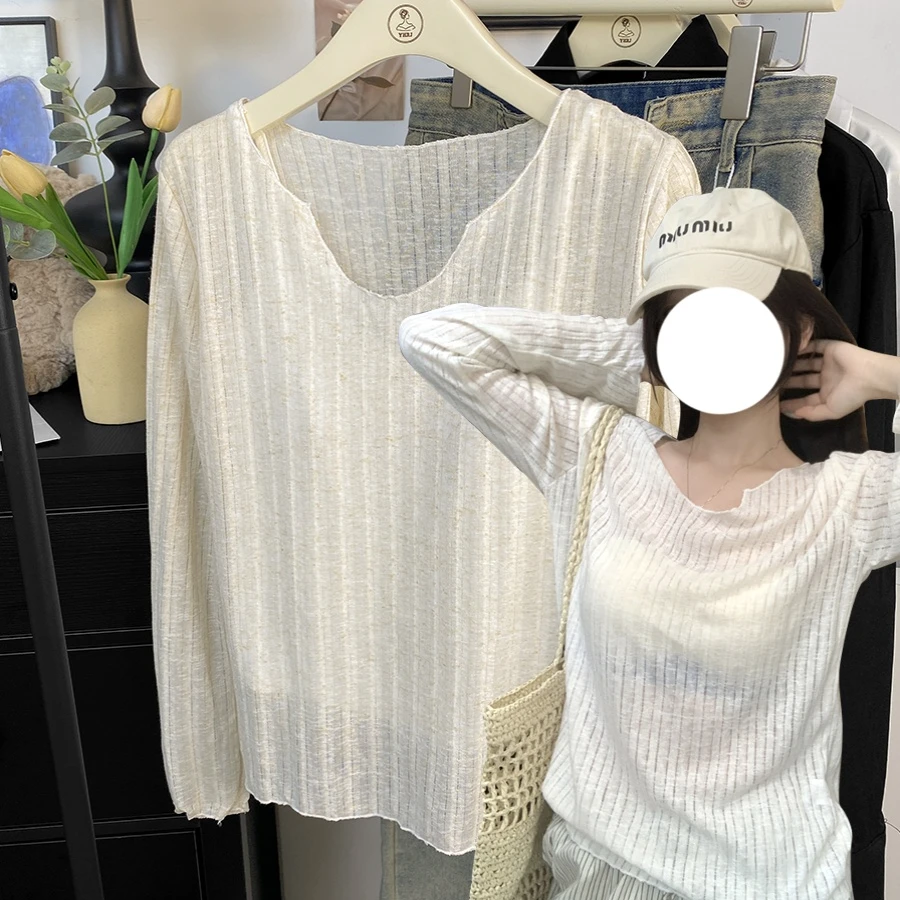 防晒衣空调罩衫T恤女夏季宽松新款长袖薄款高级感慵懒风显瘦上衣