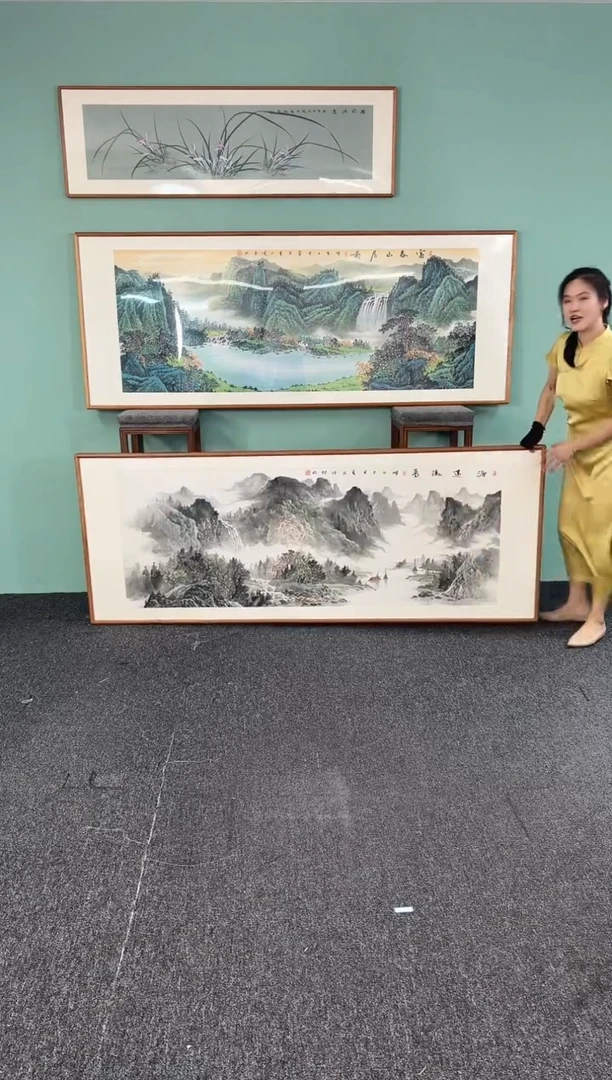 国画山水国画210*80手绘作品