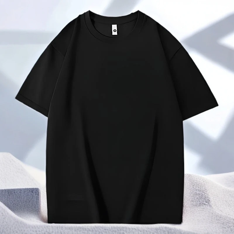 300G重磅纯棉短袖宽松t恤男纯色落肩半袖外穿打底休闲百搭潮流