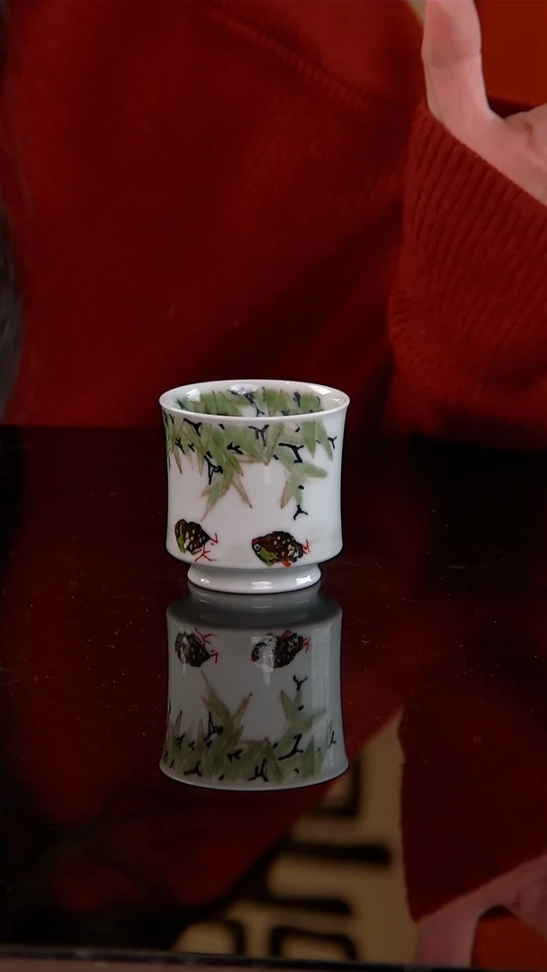 李华手绘釉中五彩安居乐业闻香杯