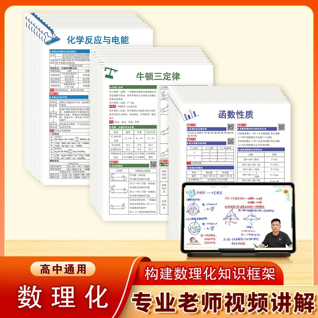 高中数学物理化学知识点卡片涵盖公式解题方法及讲解