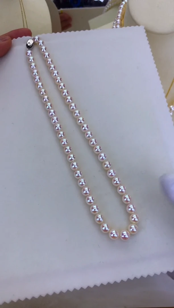 银S925镶嵌DA海水珍珠 GD271 7.5-8 akoya串链