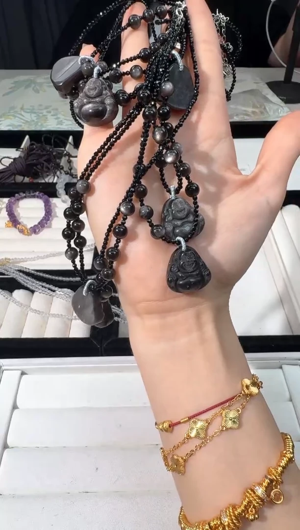 水晶手链未镶嵌O066银耀佛公项链