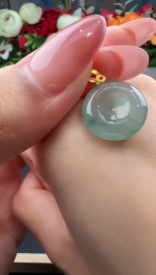 吊坠(不含链)18K金镶嵌翡翠吊坠-多样性发货其一