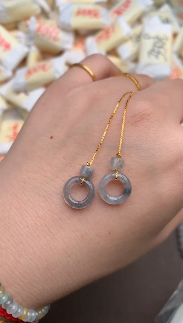 翡翠银S925镶嵌耳饰—