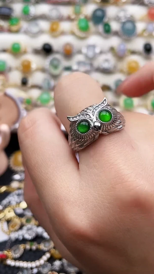 银S925镶嵌戒指翡翠80