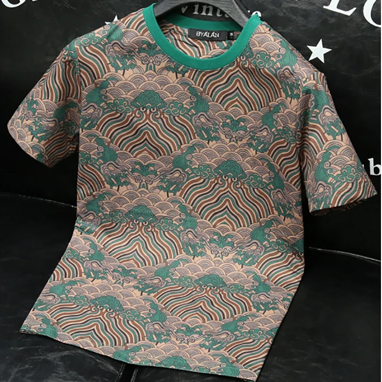 巴韦那奇高端短袖t恤男士夏季薄潮流休闲百搭圆领个性半袖体恤衫