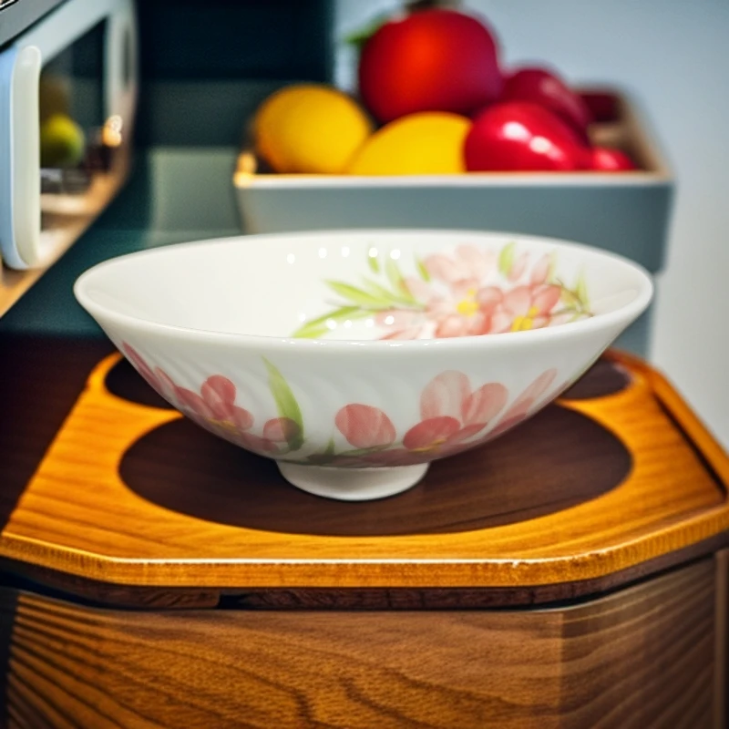 斗笠小红花景德镇【瑶边窑】手工手绘釉下彩（直径14cm高5.5cm）