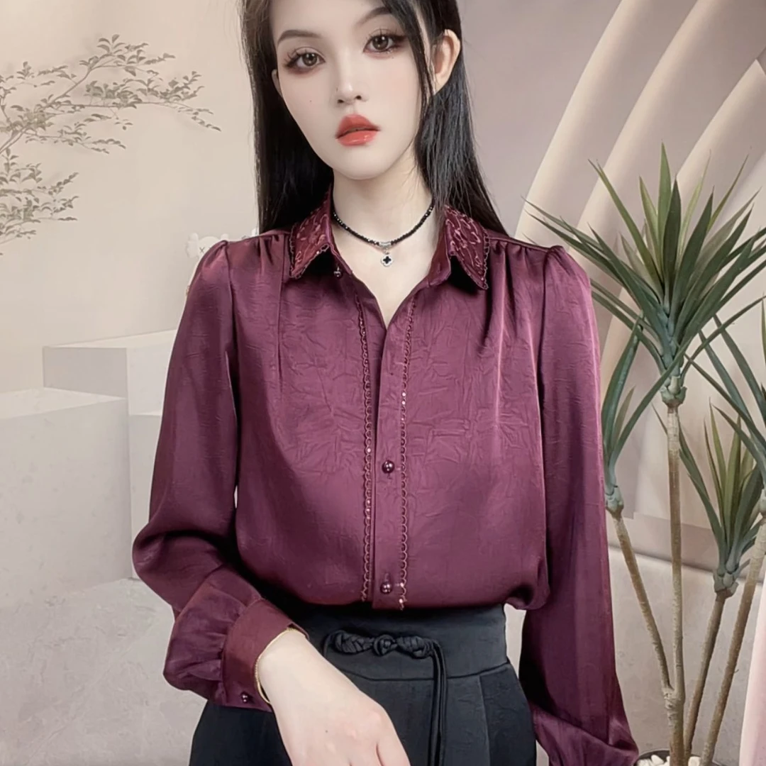 2025秋季轻奢衬衫女长袖设计感百搭女士上衣显瘦时尚休闲气质衬衣