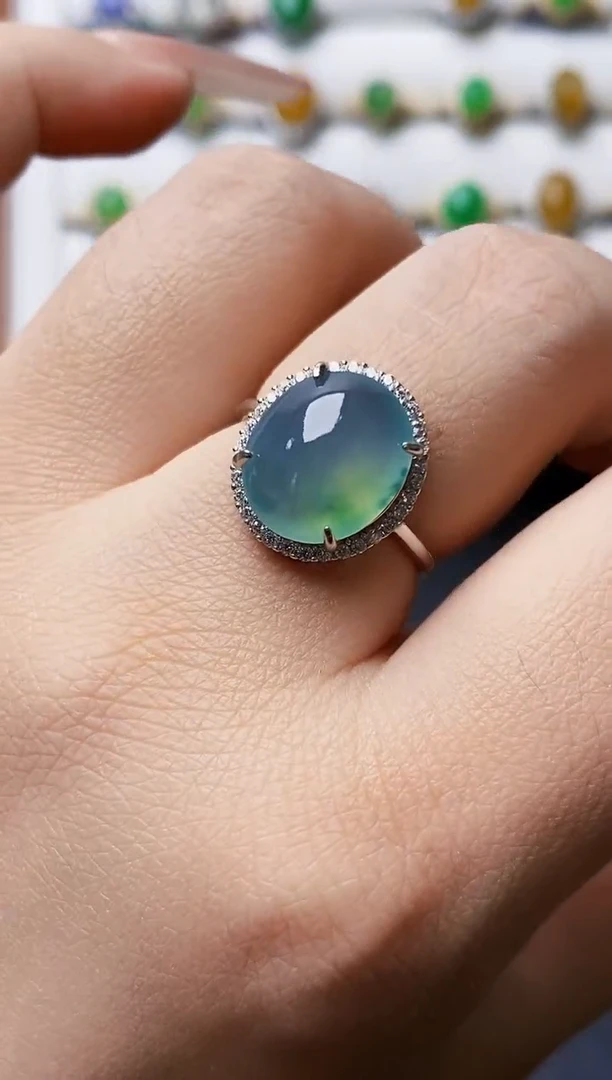 银S925镶嵌戒指翡翠4092