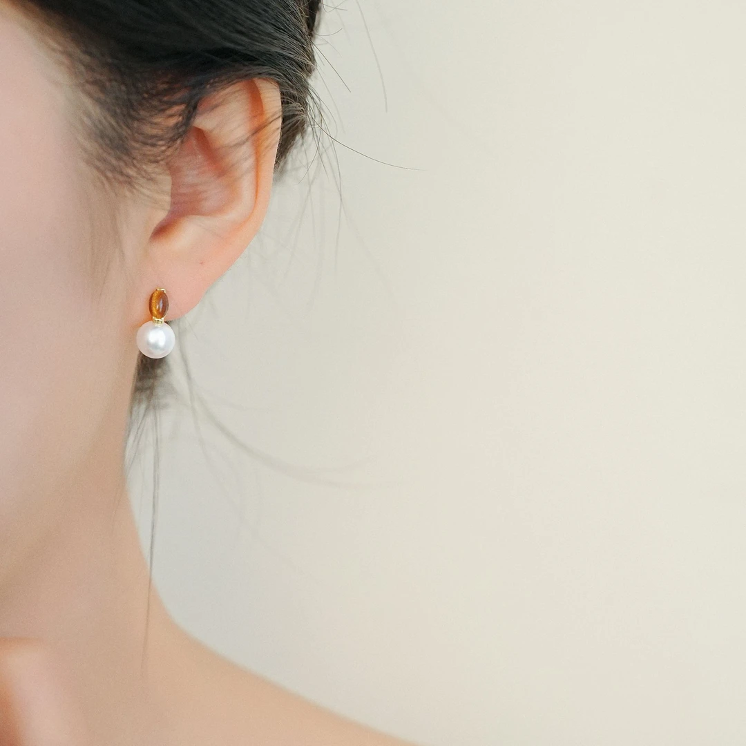 铜合金耳饰 虎眼色拼接耳扣精致小巧百搭温柔显气质轻奢耳环女