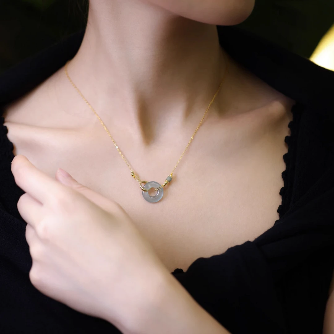 diy配件镀18k色万能吊坠配链飘花平安扣头甜甜圈项链空托百搭时尚