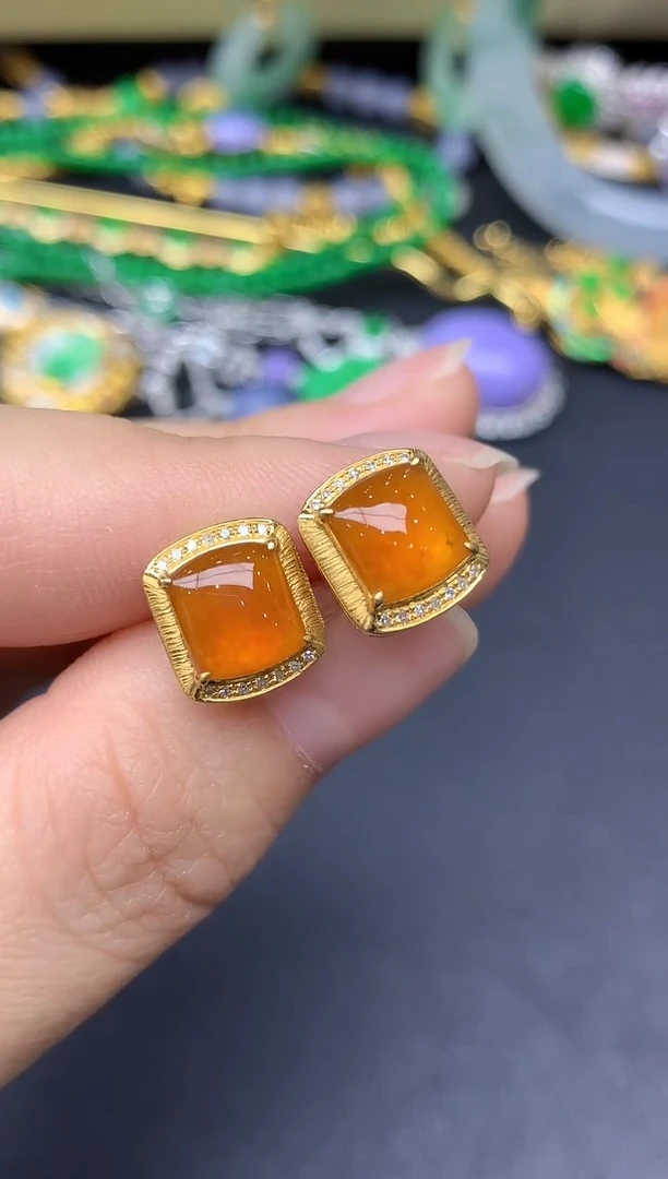 18K金镶嵌翡翠耳饰255-雪姐翡翠天天见