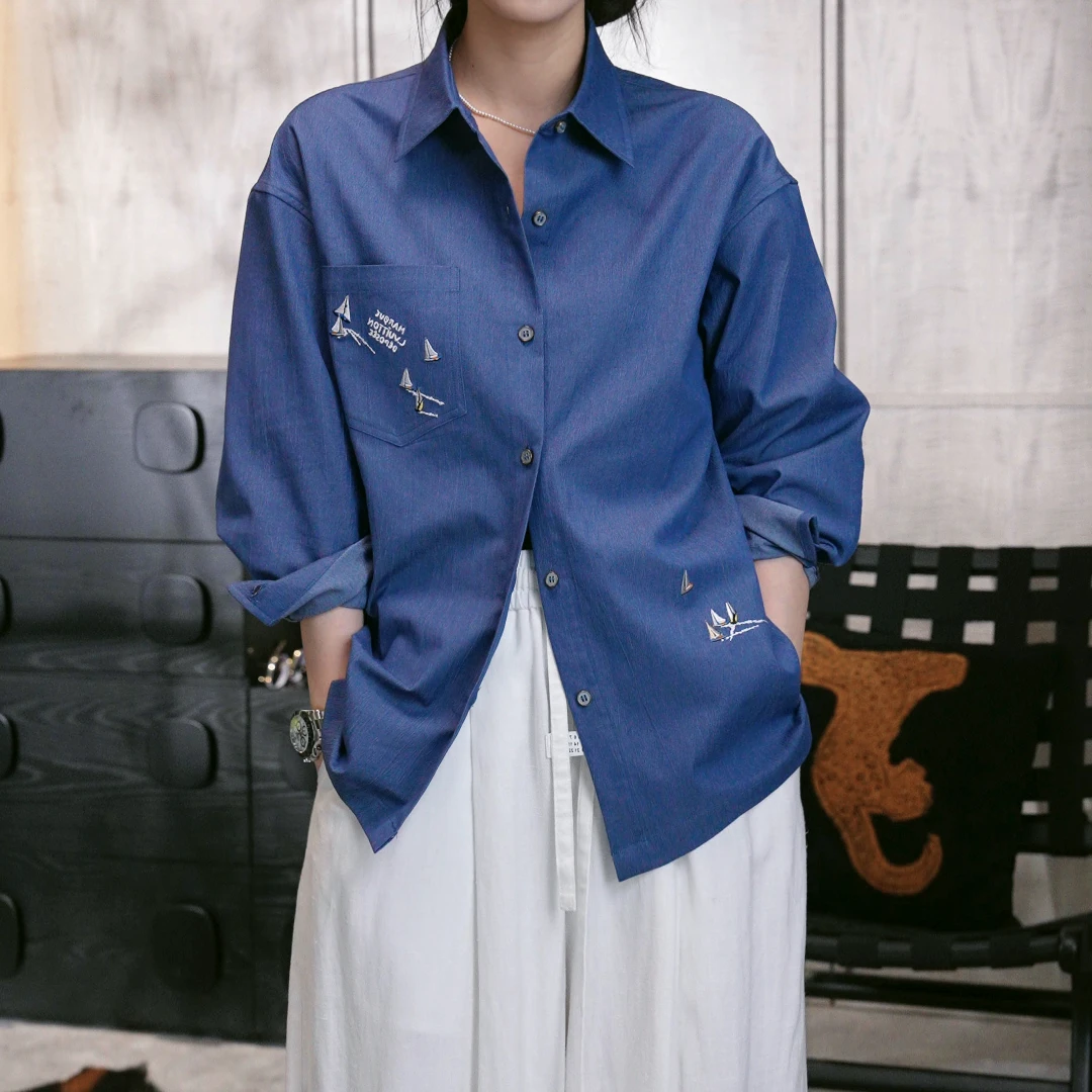 云极【天亿3117】通用休闲百搭情侣款个性衬衫 S253117