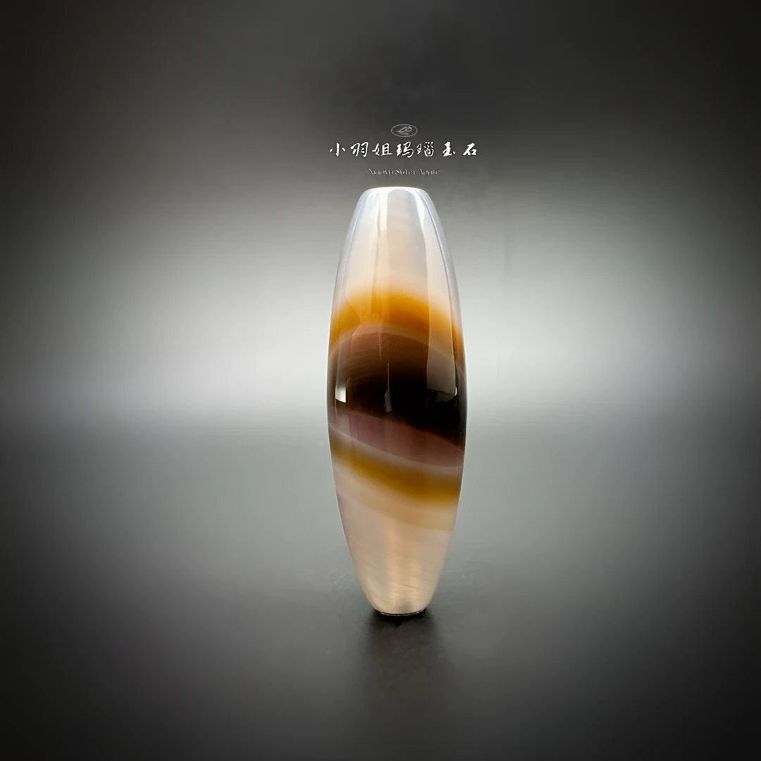 天然缠丝玛瑙彩虹满线冰透勒子 尺寸 44.9*15.2