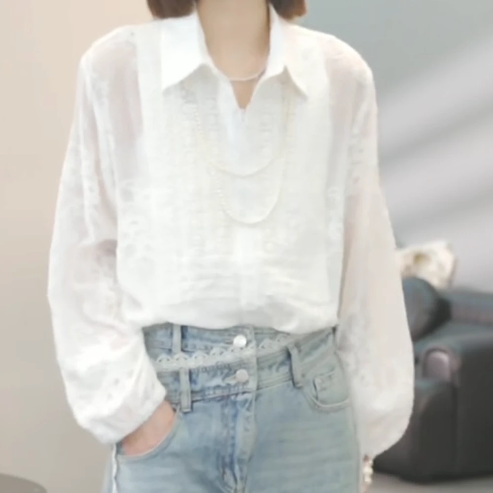 2025早春新款时尚休闲气质轻奢小众白色百搭设计感宽松衬衫女