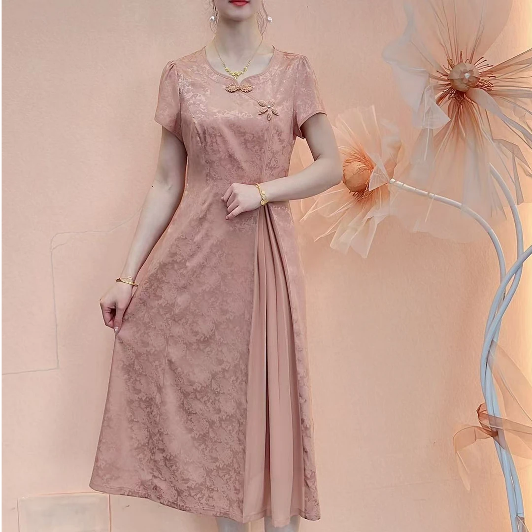 【典雅定制】夏季款新高贵修身优雅收腰显瘦国风婚宴连衣裙
