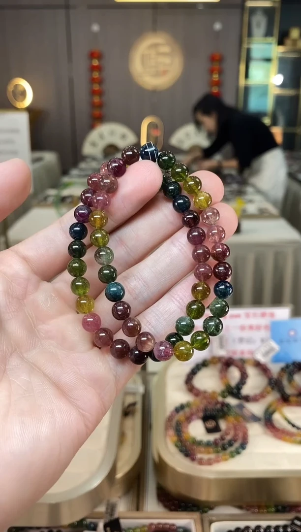 未镶嵌老矿碧玺彩虹单圈手串6mm+碧玺多样性发货一条xion