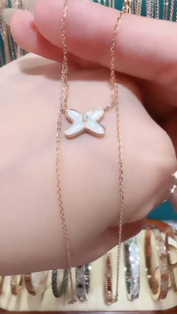 套链贝壳（贝母）18K金镶嵌套链