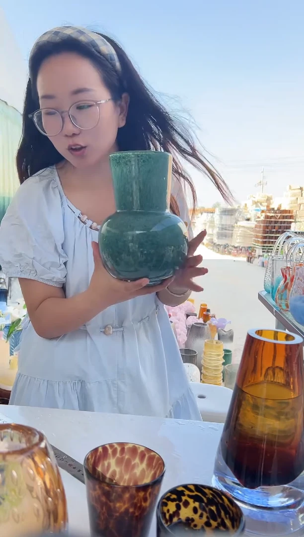 插花现代客厅摆件玻璃花瓶