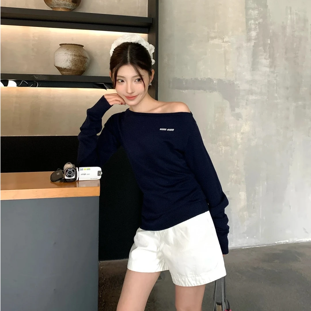 全新未使用 MIU MIU/缪缪 25春夏新款 一字领多穿针织衫