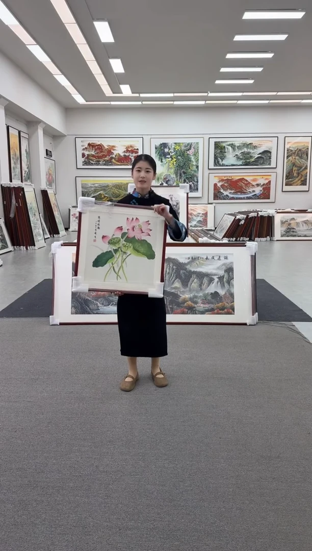 国画荷花图 60*60