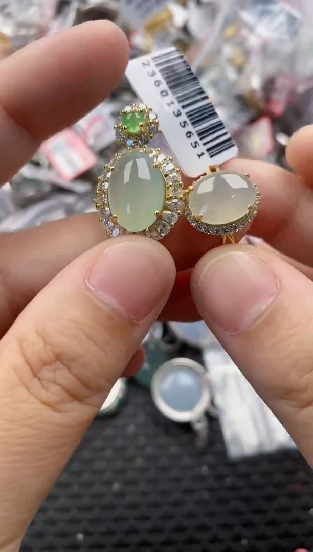 银S925镶嵌戒指翡翠111      8