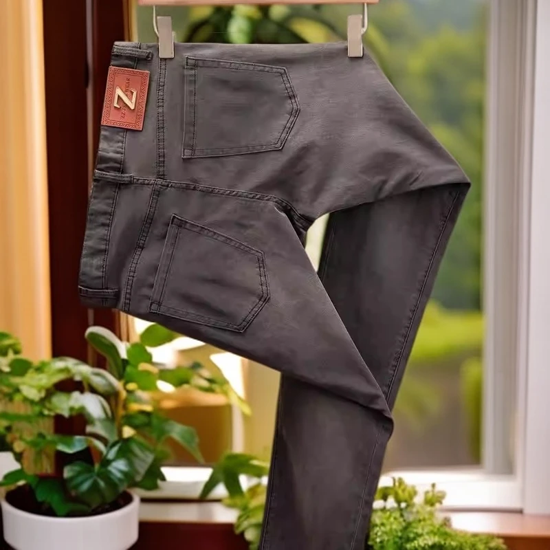 娜罗普西夏季薄款牛仔裤时尚修身小直筒休闲百搭复古男牛仔裤子