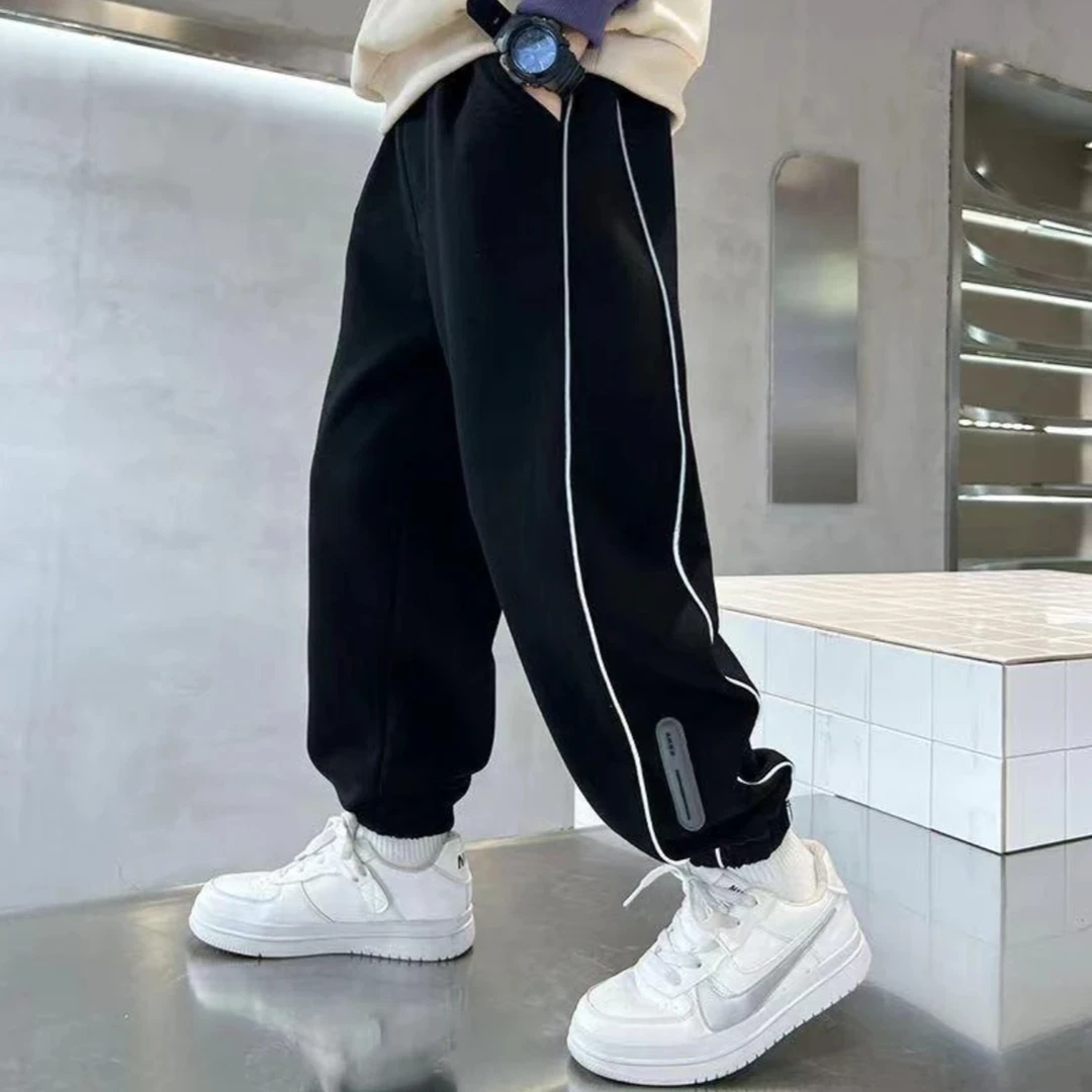 【清货】2025春款反光条男童女童新款宽松儿童运动裤中大童裤子长裤