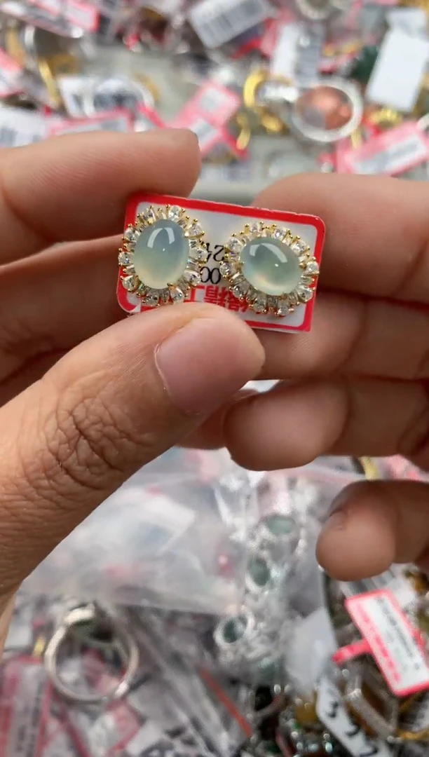 银S925镶嵌戒指翡翠222             5